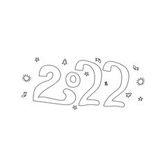 2022 Year. Hand lettering grunge card with textured handcrafted doodle letters in retro style. Hand-drawn vintage vector typography illustration