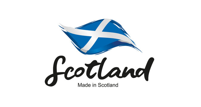 Made in Scotland handwritten flag ribbon typography lettering logo label banner