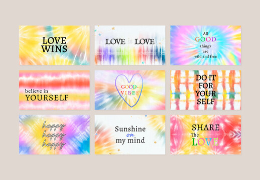 Quote Layout Collection on Tie Dye Background