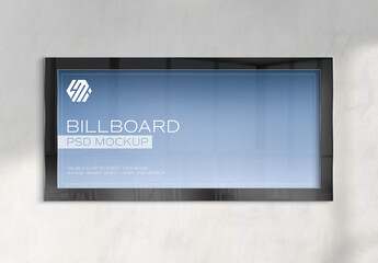 Panoramic Frame Mockup Hanging on Concrete Office Wall