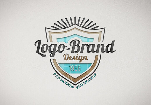 Logo Mockup on Paper Texture with Debossed Glossy Effect