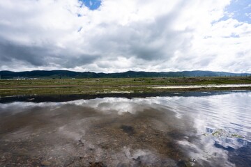 Beautiful scenery by Qinghai Lake in China. 