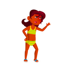 angry girl kid in swimming suit crying cartoon vector. angry girl kid in swimming suit crying character. isolated flat cartoon illustration