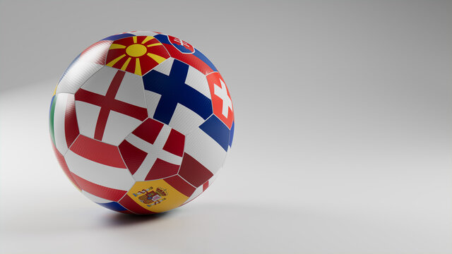Euro Flag Football Isolated on White Background. UEFA Euro 2020 themed Match Ball.