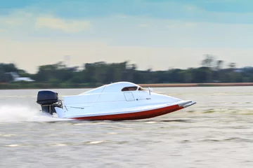  Formula 5 boat go fast along the lake in Powerboat competition © Nachaliti