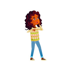 shocked african girl saw mistake cartoon vector. shocked african girl saw mistake character. isolated flat cartoon illustration