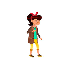 serious chinese girl staying in line cartoon vector. serious chinese girl staying in line character. isolated flat cartoon illustration