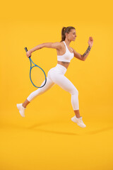 Fototapeta na wymiar dedicated to fitness. tennis or badminton player training. healthy and active lifestyle.