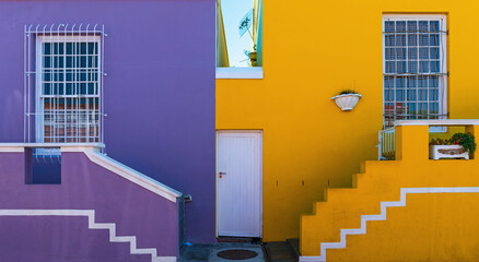 Cityscape of the colorful housing in the Malay quarter of Bo Kaap in the city of Cape Town, Western...