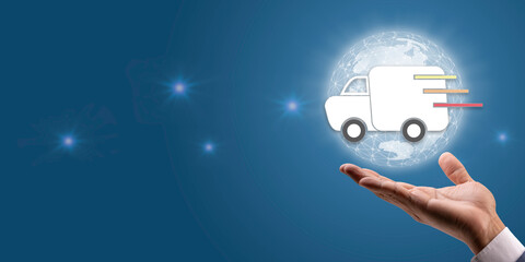 Hand holding digital world with Smart service technician icon, Repair, Maintenance, Technical Support Customer Service Business Technology Internet Concept.