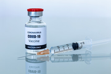 Vaccine bottles and syringes for preventing coronavirus or covid-19.