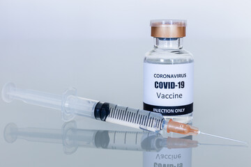 Vaccine bottles and syringes for preventing coronavirus or covid-19.