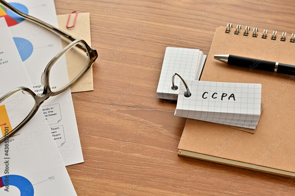 Poster there is a word book with the word of ccpa which is an abbreviation for california consumer privacy 