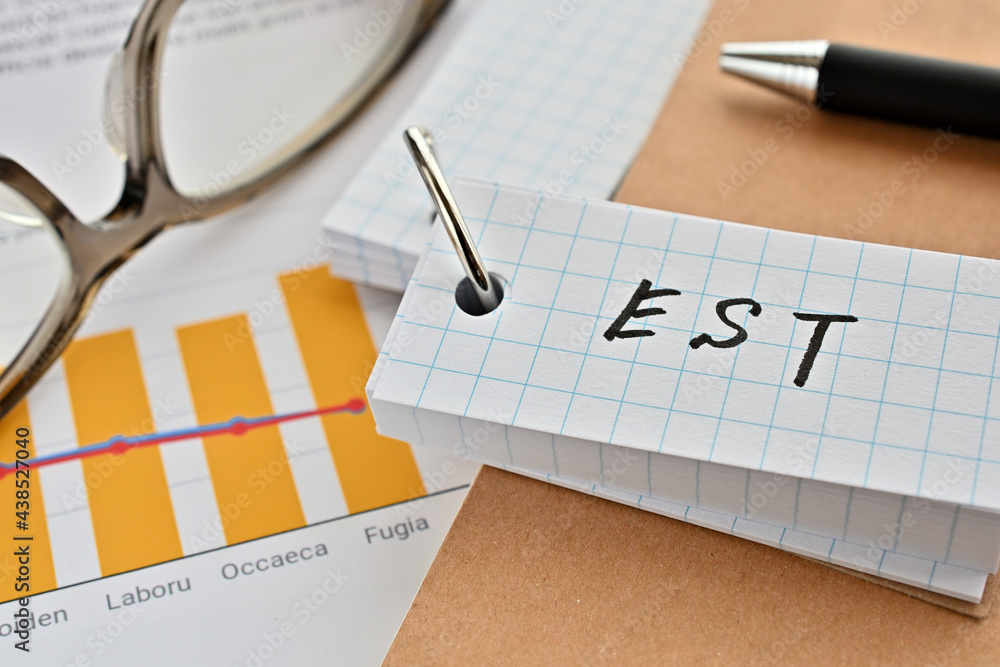 Poster there is a word book with the word of est which is an abbreviation for electronic sell through on th