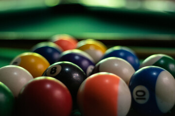 Pool balls closeup