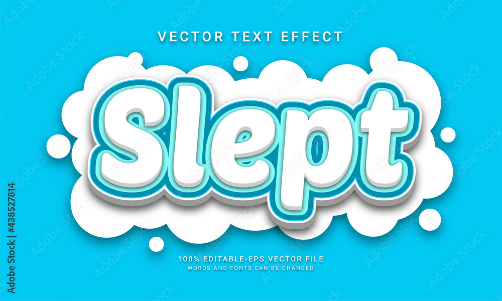 Fototapete slept editable text effect with blue color