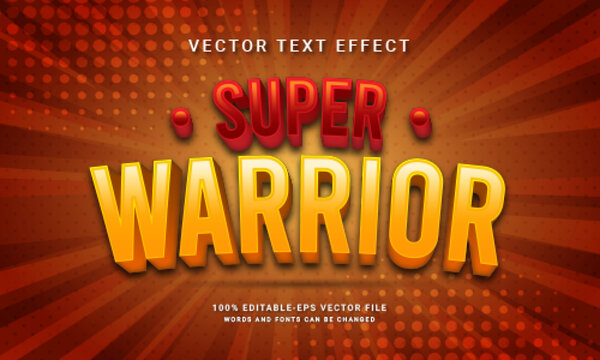 Super warrior editable text effect themed super hero