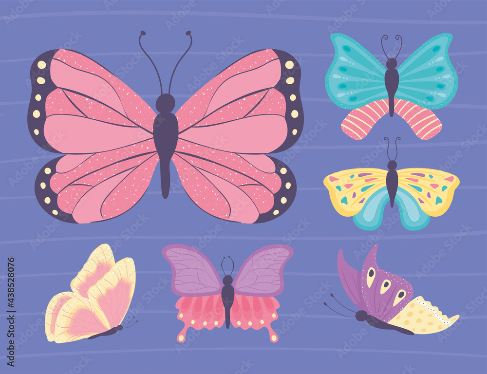 Poster different butterfly set