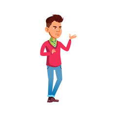 sarcastic boy student in college cartoon vector. sarcastic boy student in college character. isolated flat cartoon illustration