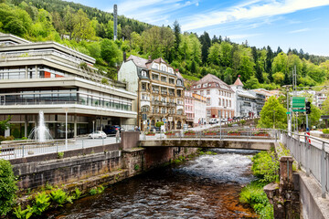 City centre of Bad Wildbad in the Black Forest, Germany - obrazy, fototapety, plakaty