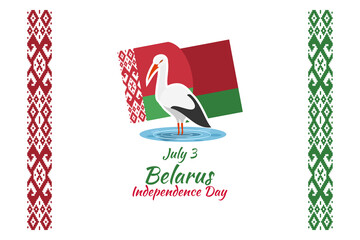 July 3, Belarus Independence day  vector illustration. Suitable for greeting card, poster and banner