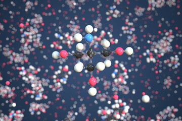 Tris molecule made with balls, conceptual molecular model. Chemical 3d rendering
