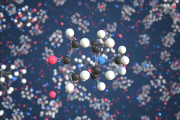 Molecule of tropinone, conceptual molecular model. Scientific 3d rendering