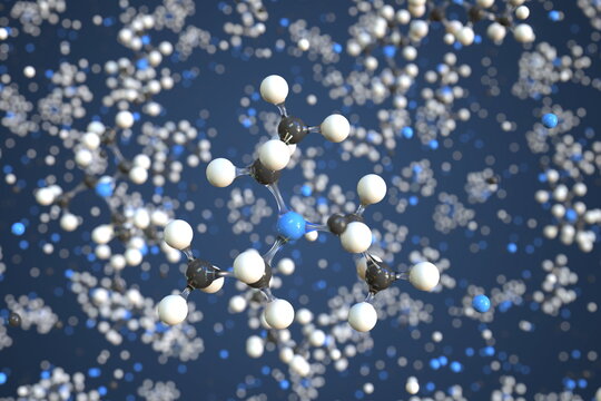 Molecule of triethylamine, conceptual molecular model. Scientific 3d rendering