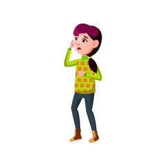 shocked girl teen looking in window cartoon vector. shocked girl teen looking in window character. isolated flat cartoon illustration