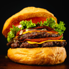 Artisan bread burger, organic vegetables