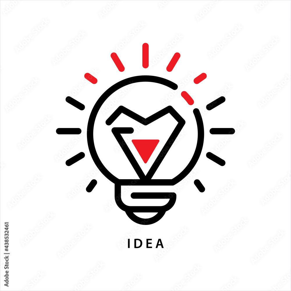 Poster simple flat icon for visualisation of idea of company. light bulb line icon vector.