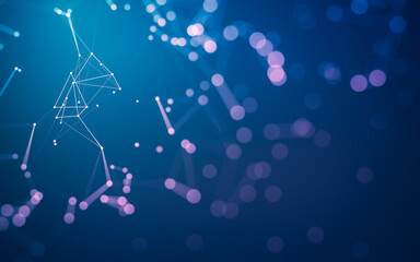 Abstract background. Molecules technology with polygonal shapes, connecting dots and lines. Connection structure. Big data visualization.