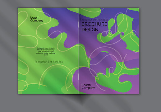 Brochure Cover Layout with Abstract Gradient Wavy Shapes and Lines