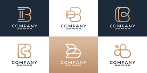 Set of various b logo design template, Creative monogram initial letter for business, building, marketing, beauty and fashion.
