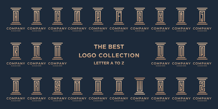 Lawyer logo icon template, monogram logotype for legal, corporate business law firm with initial letter A to Z.