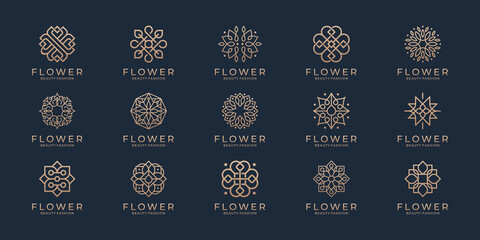 Fototapeta Floral ornament logo and icon set. Abstract beauty flower logo design collection. obraz