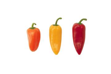 Isolated bell pepper on white background with clipping path