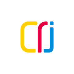 letter c r j simple geometric square colorful logo vector
