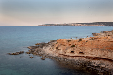 Beautiful Cala d en Baster on the island of Formentera in the Balearic Islands in Spain