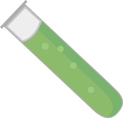 Vector emoticon illustration of a test tube with green liquid