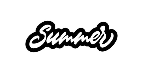 Summer hand lettering logo. Vector text for use in tee print design. Word summer handwritten calligraphic text in a modern style.