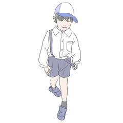 制服と帽子を着用した幼児のイラスト