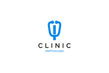 Letter I Logo with stethoscope for medical and pharmacy
