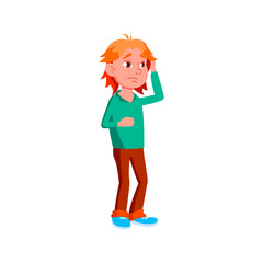 wondering boy thinking what to do at home cartoon vector. wondering boy thinking what to do at home character. isolated flat cartoon illustration