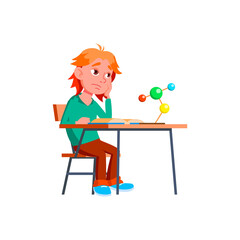 uninteresting boy sitting on chemistry lesson cartoon vector. uninteresting boy sitting on chemistry lesson character. isolated flat cartoon illustration