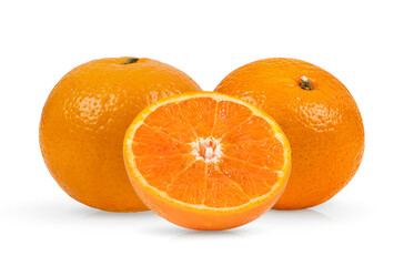 Tangerine or clementine on white background