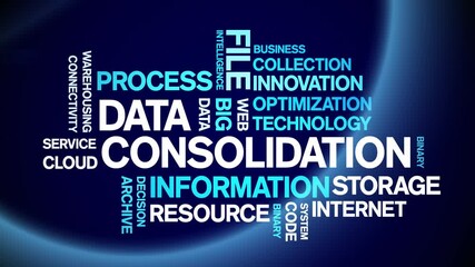 Data Consolidation Animated tag word cloud;text design animation typography seamless loop. - Powered by Adobe
