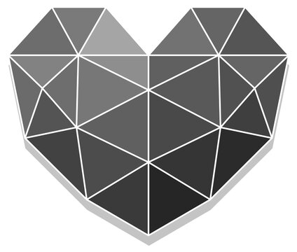 Grey geometric heart isolated