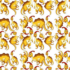 Seamless pattern with fantasy dinosaurs cartoon