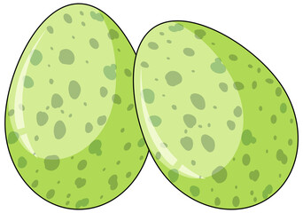 Two dinosaur eggs in cartoon style isolated on white background